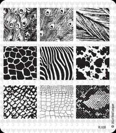 six different patterns in black and white