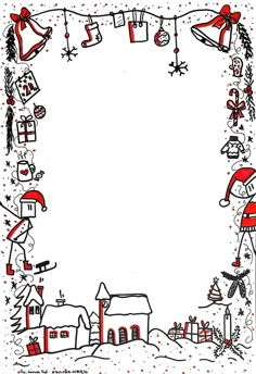 a christmas card with santa's sleighs and houses