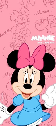 a cartoon character with a pink bow on it's head and the name minnie