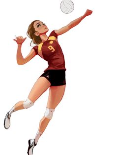 a female volleyball player is jumping to hit the ball