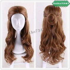 Women Long Wavy Hair Cosplay Beauty and the Beast Belle Princess Cosplay Wig Curly Hair Cosplay, Belle Wig, Yellow Wig, Beauty And Beast Wedding, Belle Princess, Belle Cosplay, Belle Hairstyle, Beauty And The Beast Belle, Belle Beauty And The Beast