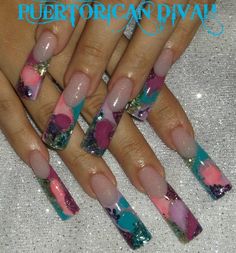 Acrylic nails by Puerto Rican Divah. Nice nail art design here. | Nail art design ideas Simple San Judas Nails, Green San Judas Nails, Puerto Rican Nail Designs Acrylics, San Judas Nails Charm, Long Acrylic Nails San Judas, Loud Nails, Jude Demorest, Longer Nails, Cross Nails