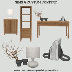 an assortment of furniture and lamps for the living room, dining room or office area