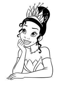 the princess from disney's sleeping beauty is shown in this black and white drawing