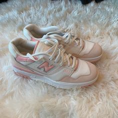 New Balance 550s In Pink Sand Size 8.5 (Women’s) Brand New, Never Worn. Only Tried On Inside. Comes From A Smoke Free Home! Open To Offers! (Original Box Not Included) New Balance Shoes 550 Pink, Shoes To Ask For, Girly Tennis Shoes, Cute Shoes To Buy, Cute Shoes Pink, Light Pink New Balance Shoes, New Balance Pink Shoes, Shoes To Get, Pink Shoes Aesthetic