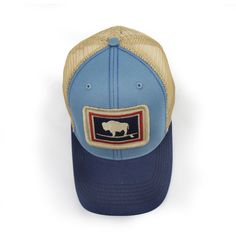 Our new low to medium profile, Everyday Trucker Hat, Structured, Surfing Wyoming Buffalo is now available. Structured hats have not been Salt-washed™ for softness and fading. These hats are more stiff and the colors are brighter. The fit profile is very similar to our popular vintage-style Salt-washed™ trucker hats. Adjustable snap in the back allows for a proper fit and we have color-blocked this style with a mesh color, front panel color and bill color. We think we have designed a hat with a u Salt Wash, New Bern, Big Sky, Bern, Trucker Hats, Wyoming, Trucker Cap, Trucker Hat, Buffalo