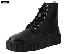 Black TUKskin™ Vegan Casbah Creeper Boots Creeper Shoes Outfit, Creepers Outfit, Black Creepers, Platforms Boots, Puma Creepers, Creeper Boots, Platform Creepers, Combat Boots Style, Platform Combat Boots