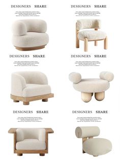 the different types of chairs and footstools are shown in this article, which includes information