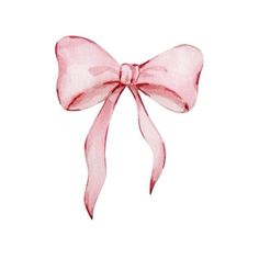 a watercolor drawing of a pink bow