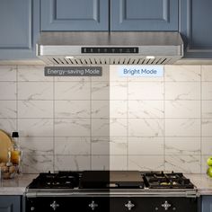 a stove top oven sitting inside of a kitchen next to a wall mounted range hood