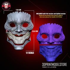 an image of a scary mask with measurements