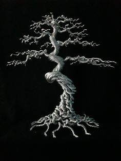 a drawing of a tree with branches and roots in the shape of a human figure