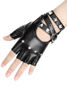 PRICES MAY VARY. Belt Up Closure& Rivet Design - The adjustable straps with six size adjustment holes make this gothic glove fit your hand better. Perfect for cosplaying as a steampunk rock star or any other cool character you like SIZE –S:6-7.5in; M: 7.5-8.5in; L:8.5-9.5in ( Palm size ) Suitable for ages 12+ Flexible and Comfortable - High-quality artificial leather half finger gloves maintains the softness and comfort of genuine leather, more friendly and more suitable for vegan Application: S Goth Gloves, Fancy Halloween Costumes, Goth Cosplay, Leather Goth, Punk Halloween, Black Fingerless Gloves, Emo Accessories, Leather Fingerless Gloves, Half Finger Gloves