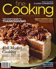 a magazine cover with a cake on the front and an image of pecans in the middle