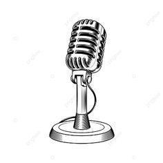 an old fashioned microphone on a stand with clippings - stock photo - images