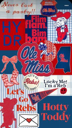 a collage of various stickers and decals on a sheet of paper that says, let's go red today