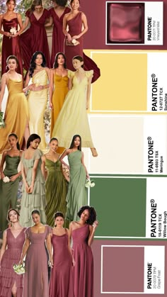 the color scheme for different bridesmaid dresses