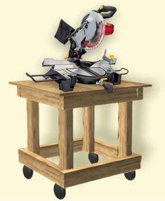 a table with a sawhorse on it and some tools sitting on top of it