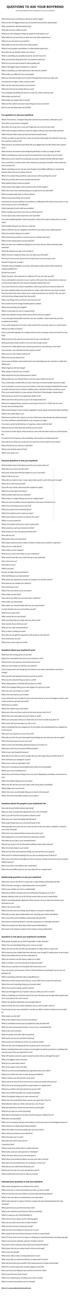 More than 200 great questions to ask your boyfriend! So many questions... How To Start A Conversation With Your Boyfriend, How To Start A Conversation With Your Bf, Funny Ways To Start A Conversation, Deep Topics To Talk About With Boyfriend, What To Talk About With Your Boyfriend Conversation Starters, Questions To Start A Conversation, Topics To Talk About With Your Boyfriend Conversation Starters, Questions To Ask Your Boyfriend, Deeper Conversation