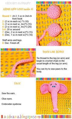 instructions for crochet an elephant