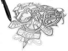 a pencil drawing of some type of lettering