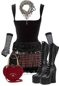 Rockstar Gf, 2000s Fashion Outfits, Outfit Maker, Outfit Shoplook, Grunge Goth