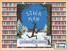 a book cover for stuck man with an image of a person running through the snow