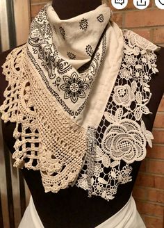 Artsy Clothing, Scarf Art, Doilies Crafts, Clothing Upcycle, Altered Clothing, Cowgirl Gifts, Lace Crafts