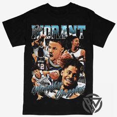 a black t - shirt with an image of basketball players on it