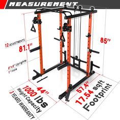 an image of a power rack with measurements