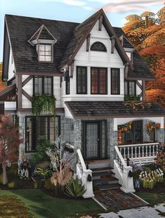 this is an artist's rendering of a house in the fall