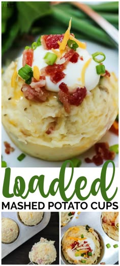 loaded mashed potato cups with bacon and cheese