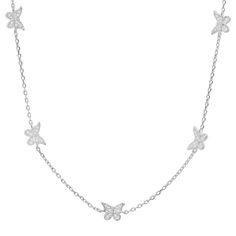 "Queen Jewels Butterfly Necklace For Women | Petite Diamond CZ Station Necklace | Dainty Necklace | 925 Sterling Silver/Gold Over Silver Necklace Real Sterling Silver / 14k Gold Over Silver - Stamped \"\"925\"\" for authenticity Are you fond of elegant fashion jewelry and always looking forward to getting something new to make an exquisite addition to your collection? Or looking for a delicate gift for a dear one? Our sterling silver necklace for women dares to make a perfect fit for every lady. Queens Jewels, Silver Necklace For Women, Cubic Zirconia Necklace, 14k Gold Necklace, Gold Necklace Women, Valentines Necklace, Necklace Necklace, Station Necklace, Women Diamond