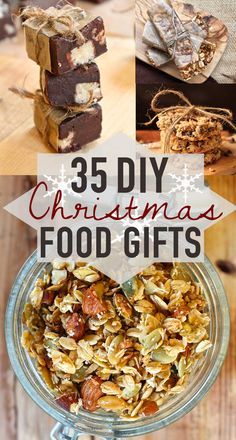 homemade christmas food gifts with text overlay that reads 35 diy christmas food gifts