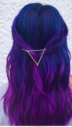 Colored Hair Medium Length, Womens Hair Dye Ideas, Wild Color Hair Ideas, Long Haircolor Ideas, Cute Hairstyles Dyed Hair, Dark Blue And Purple Hair Ombre, Bright Hair Colors For Brunettes, Cute Colored Hair Ideas For Brown Hair, Awesome Hair Color Ideas