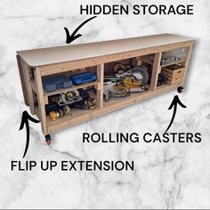 the inside of a storage cabinet with instructions to install and maintain it's contents