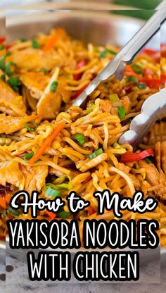 how to make vaksoba noodles with chicken in a bowl on the table