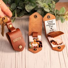 "Sometimes small gifts bring more joy and happiness than bigger ones. Especially if they crafted with love. Keychain I make have their unique appearance, personalized with the initials or name, it could make a perfect gift for dad or husband for the Father's Day. Soft leather, sturdy metal insert, colorfull picture inside and your special saying engraved inside.  It creates a unique spirit of love of caring for those closest to you, embodied in one little gift  - a keychain with a photo. 🌟 MATERIALS: 🌟 - Smooth cowhide leather - Sturdy stainless steel - UV inks - UV Varnish SIZE: Width 2.0\"  (approx 5cm) Length 2.5 \" (approx 7.5cm) HOW TO ORDER:   ✍ 1. Write your personalization in the drop-down menu with your initials and text to engrave ✉   2. Send your picture via ETSY Messages   @ Leather Anniversary Gift For Him, Leather Wedding Anniversary Gifts, Picture Keychain, Third Anniversary, Leather Anniversary Gift, Papa Gifts, 3rd Anniversary Gifts, Leather Anniversary, Leather Wedding