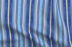 a blue and white striped fabric