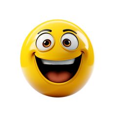 a yellow smiley face ball with one eye open and two eyes wide open, on a white background