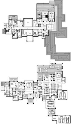 the floor plan for this modern house is very large and has multiple levels to each level