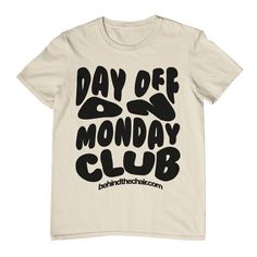 This unisex graphic t-shirt would be a great gift for a friend, hair stylist, cosmetologist, beauty-school grad… or yourself!Product Highlights:• Jersey short sleeve black T-shirt with crew neck• Reads: “DAY OFF ON MONDAY CLUB” with Behindthechair.com logo• Side-seamed, retail unisex fit • Materials: 100% preshrunk cotton Club T Shirt, Gift For A Friend, Beauty School, Black T Shirt, Day Off, Jersey Shorts, Black Tshirt, Hair Stylist, Graphic T Shirt