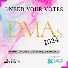 I have been Nominated for Cupcake Artist of the Year in the D'licious Magazine - DMA Awards! Please, please can you take two minutes and vote for me please? Thank you! 
http://www.tinyurl.com/DMAs2024finalists