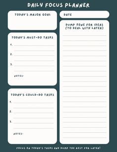 the daily focus planner for today's tasks