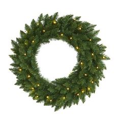 a christmas wreath with lights on it