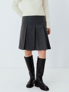 Editor's NotesThis wool pleated midi skirt is crafted from a wool-blend fabric in an A-line design. Features pleats, side zip, and soft lining for comfort.- Midi length- Pleated design- Side zip- LinedMeasurements(in.)Size: S / M- Waist: 14.1 / 14.9 in.- Hip: 18.7 / 19.4 in.- Hem: 22.4 / 22.6 in.- Length: 20 / 20.4 in.*Model info : Height 5'9 / Bust 31.4 in. / Waist 24 in. / Hip 34.6 in. / Wearing size S.*Model is wearing a modified size: Size S, length 1.9 in. added*Detailed sizes are based on cross-section.*There may be errors depending on the fabric and the measurement method.Composition & Care- Shell: 60% Wool, 40% Polyester- Lining: 100% Polyester- DRY CLEAN ONLYDesigner- by LE Outfits With Pleated Skirts, Pleated Midi Skirt Outfit, Pants To Buy, Interview Attire, Midi Skirt Outfit, Skirts With Boots, Gorgeous Clothes, Wool Skirts, Pleated Midi Skirt