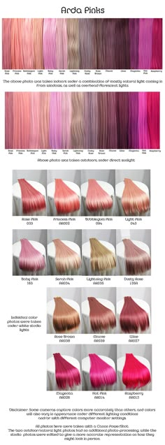 Arda pinks, wig fiber color pallette. Kpop Hair, Hair Color Pink, Rose Gold Hair, Pastel Hair, Gold Hair