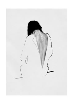 a black and white drawing of a woman's back with her hands on her hips