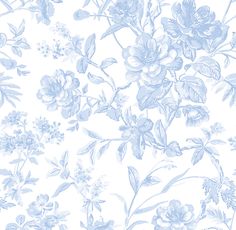 French Toile Printed Fabric-Soft Blue - Linen Salvage Et Cie Floral Print Bedding, Pretty Cottage, Toile Print, Toile Pattern, Floral Toile, French Toile, Blue Toile, Toile Fabric, Soft Rose