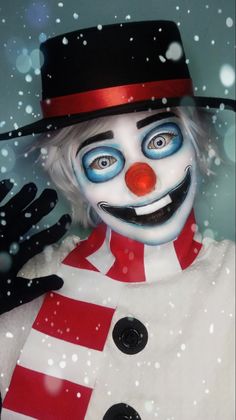 Santa Makeup, Snowman Makeup, Kids Halloween Face, Drag King Makeup, Frozen Musical, Snowman Costume, Christmas Face Painting